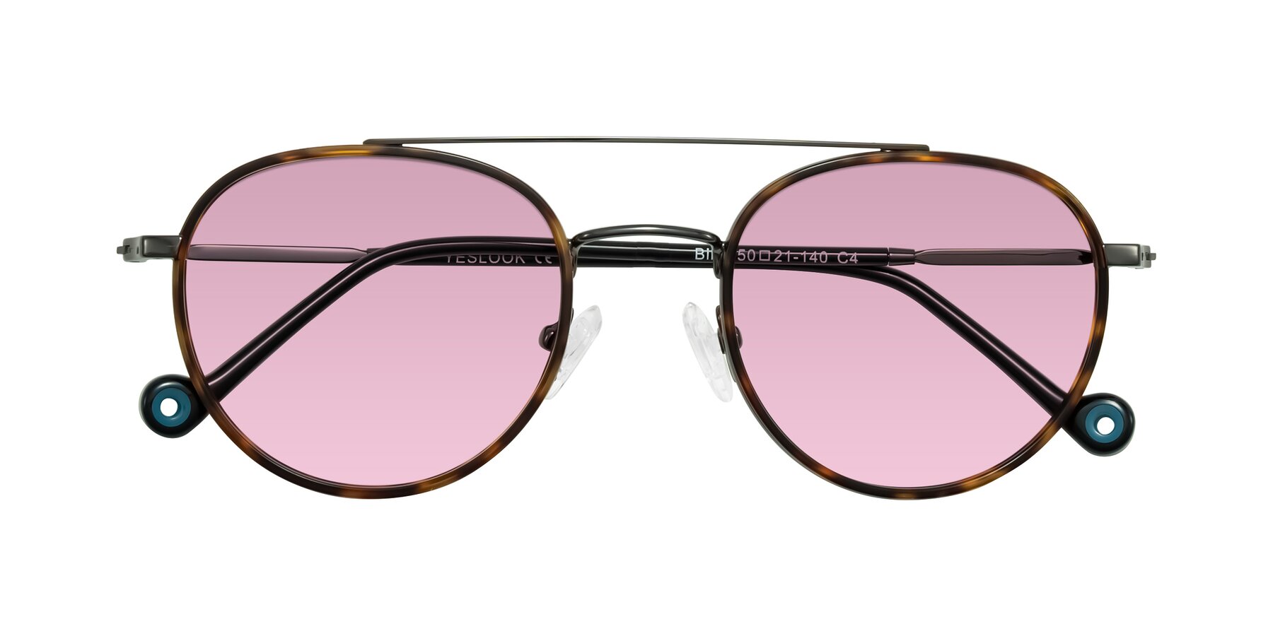 Folded Front of Biko in Tortoise/Gunmetal with Light Wine Tinted Lenses