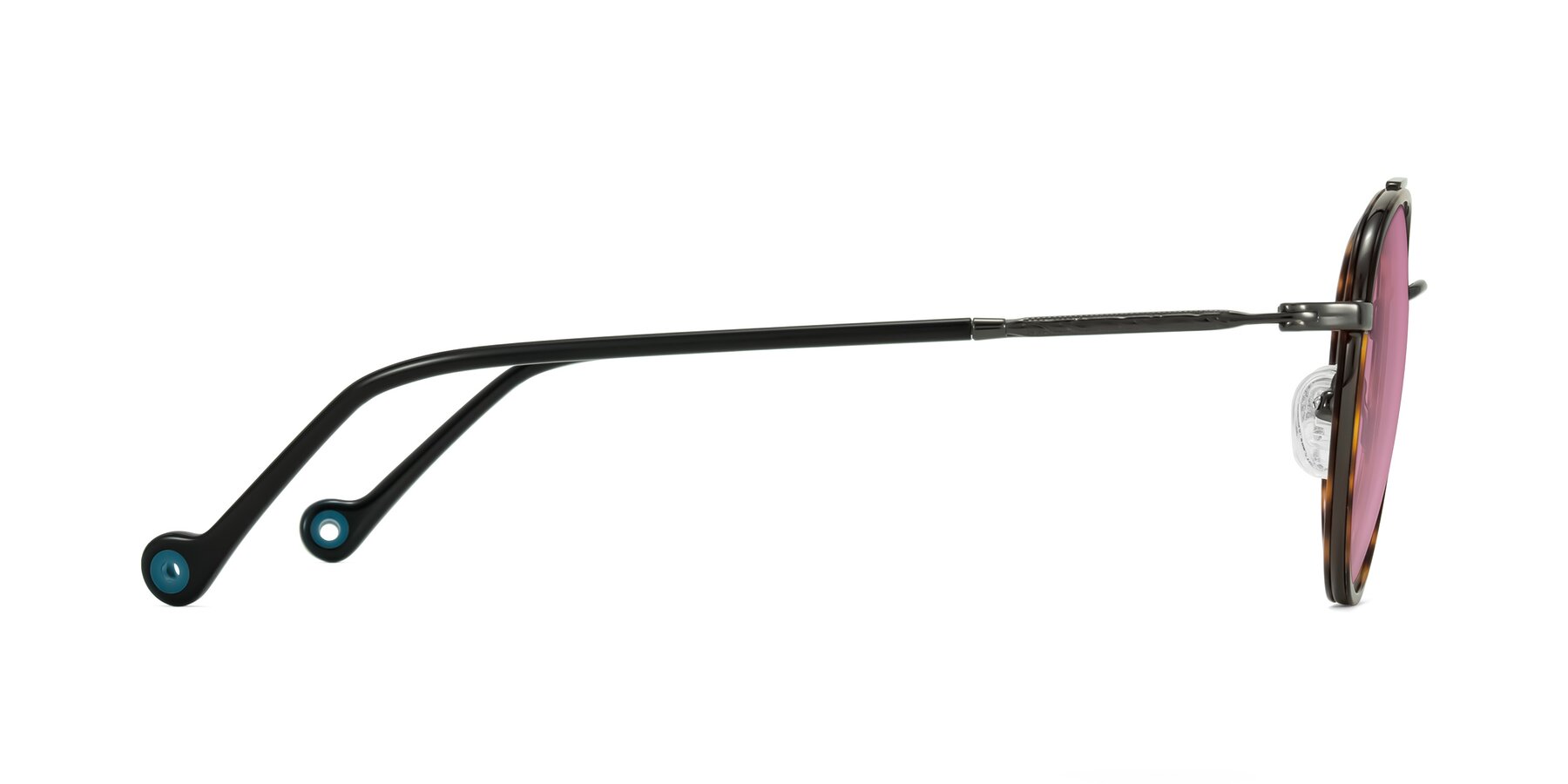 Side of Biko in Tortoise/Gunmetal with Medium Wine Tinted Lenses