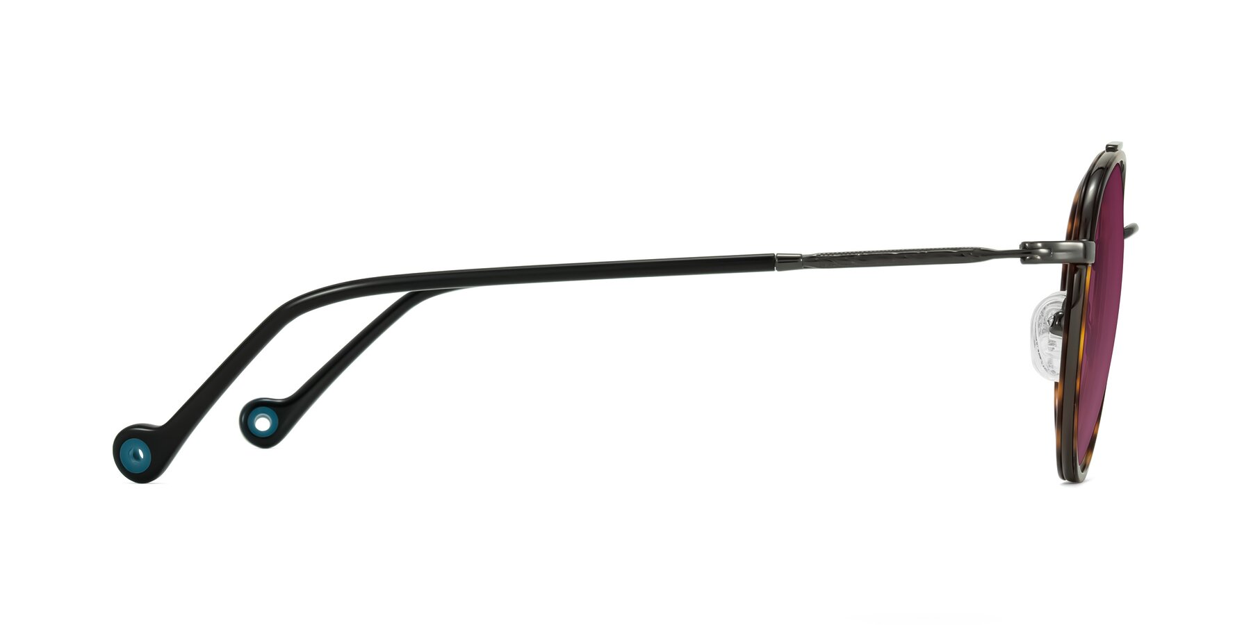 Side of Biko in Tortoise/Gunmetal with Wine Tinted Lenses