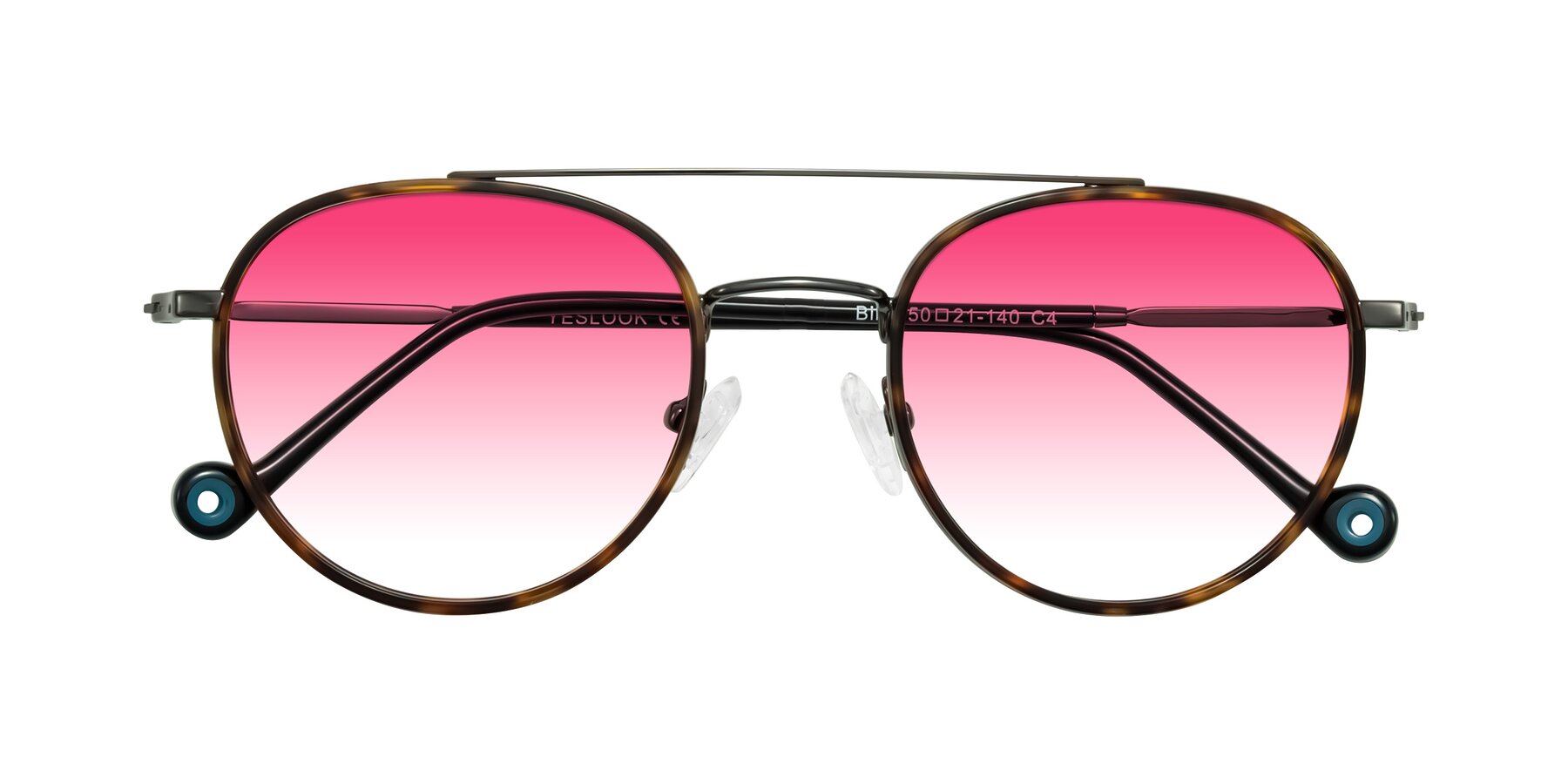 Folded Front of Biko in Tortoise/Gunmetal with Pink Gradient Lenses