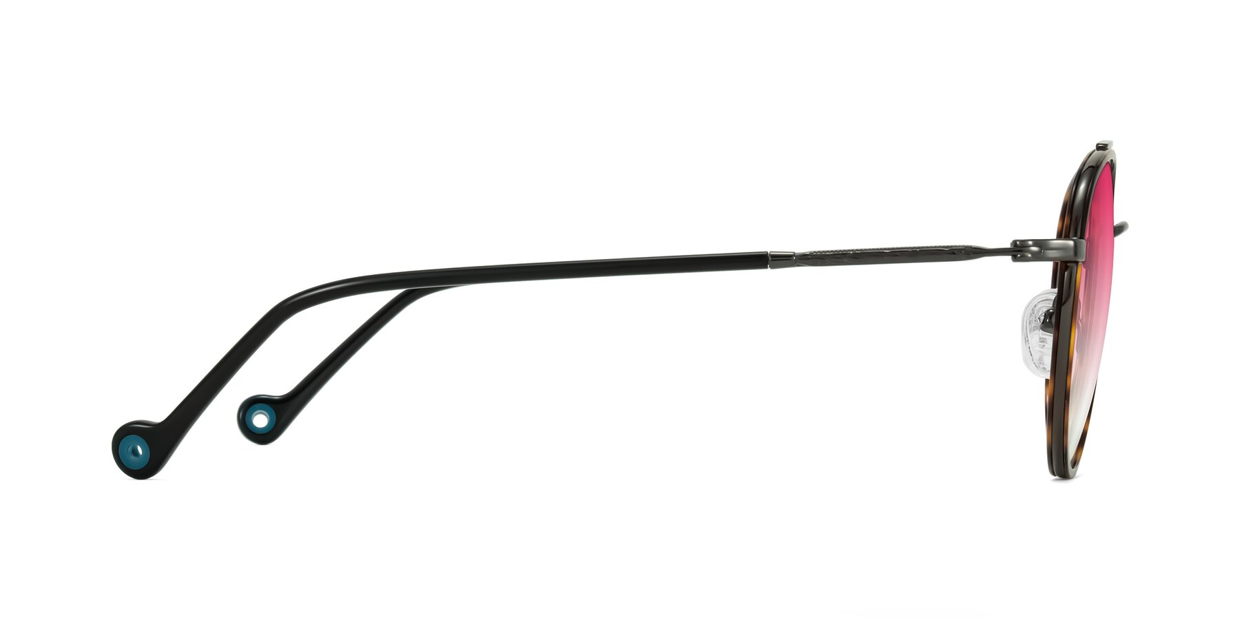 Side of Biko in Tortoise/Gunmetal with Pink Gradient Lenses