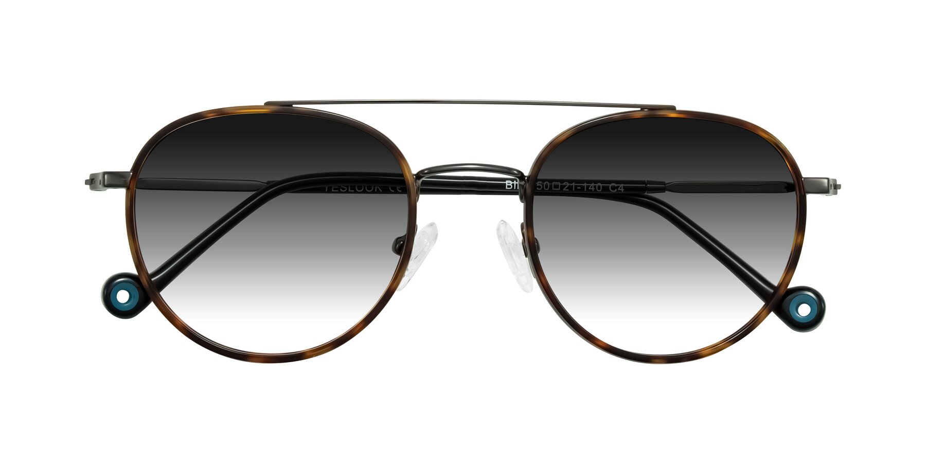 Folded Front of Biko in Tortoise/Gunmetal with Gray Gradient Lenses