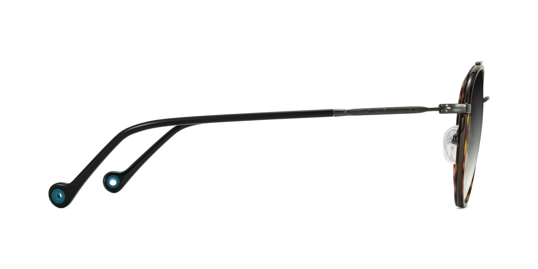 Side of Biko in Tortoise/Gunmetal with Gray Gradient Lenses