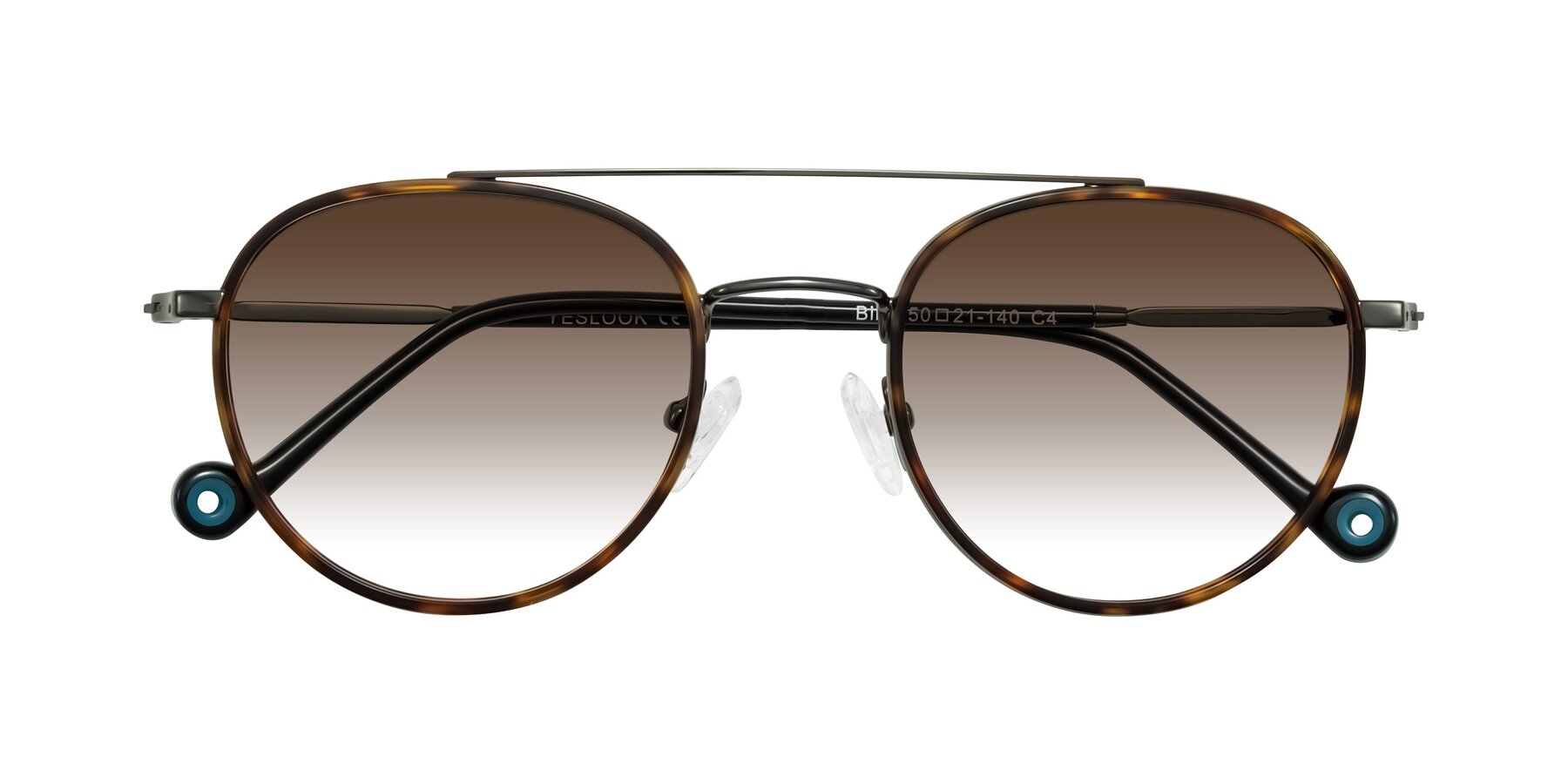 Folded Front of Biko in Tortoise/Gunmetal with Brown Gradient Lenses