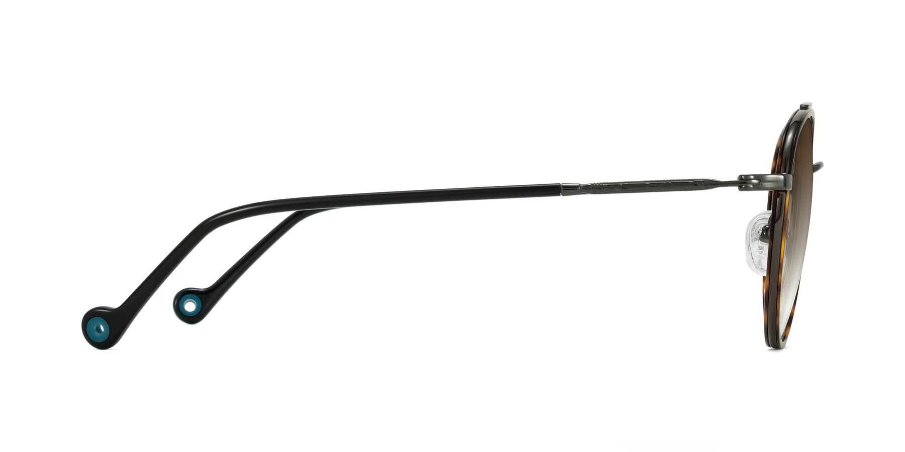 Side of Biko in Tortoise/Gunmetal with Brown Gradient Lenses