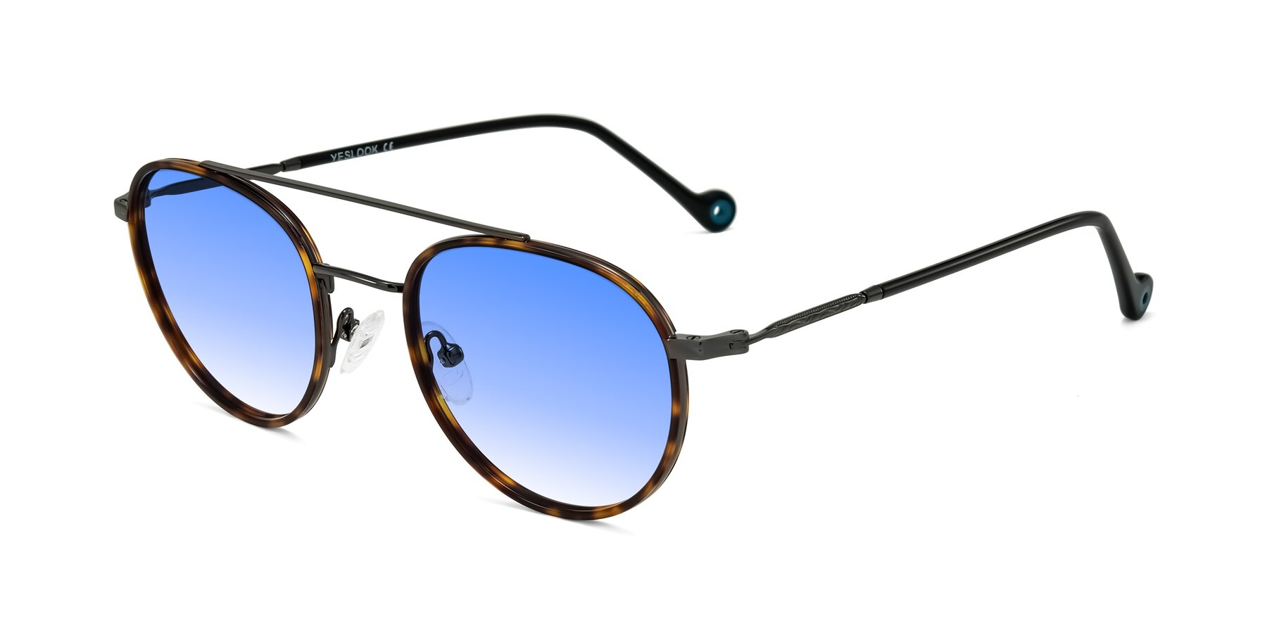 Angle of Biko in Tortoise/Gunmetal with Blue Gradient Lenses
