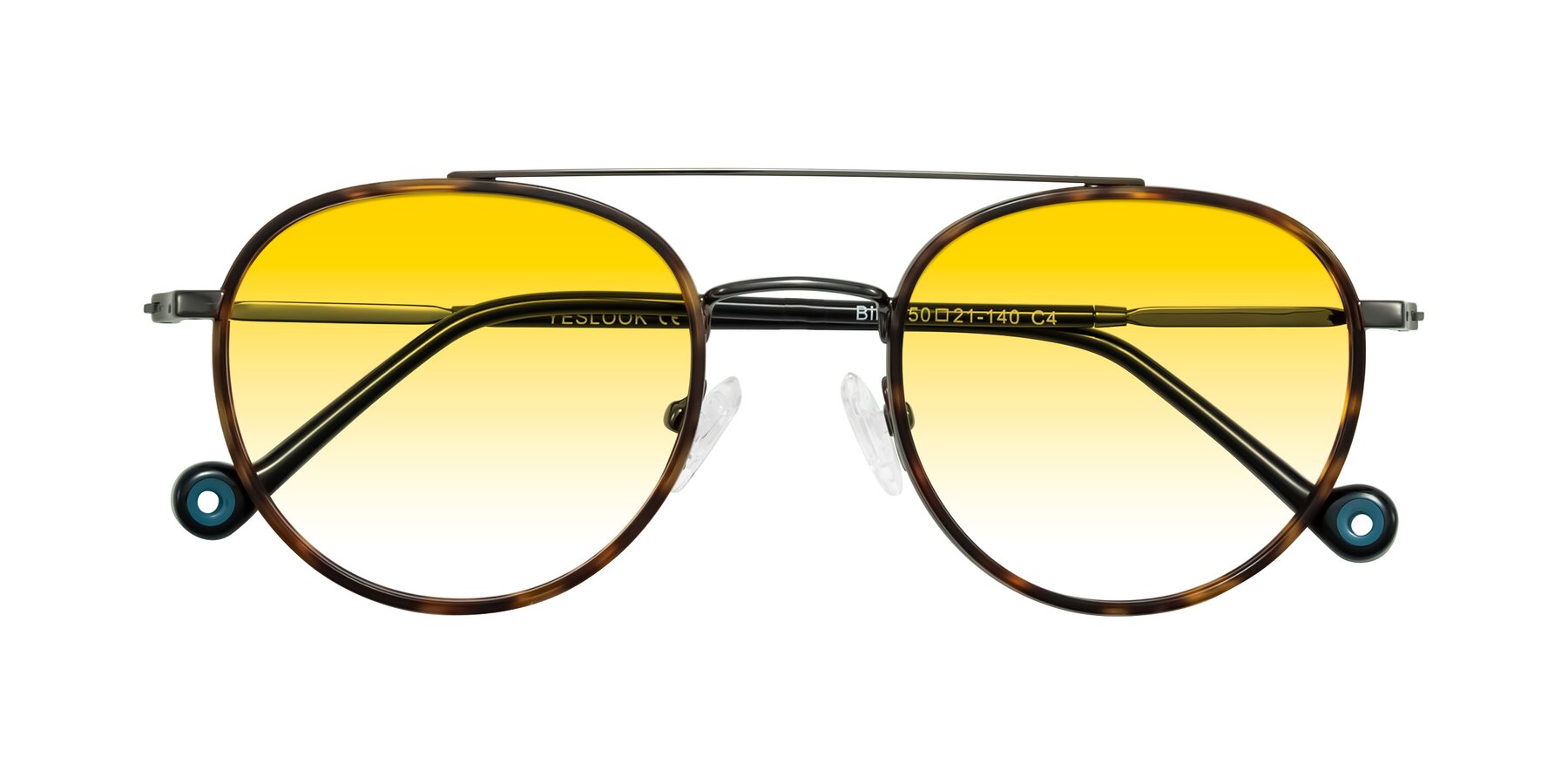Folded Front of Biko in Tortoise/Gunmetal with Yellow Gradient Lenses