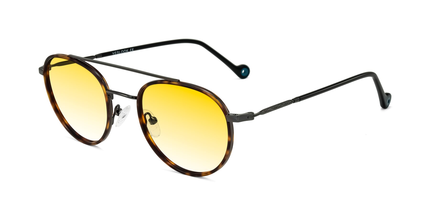 Angle of Biko in Tortoise/Gunmetal with Yellow Gradient Lenses
