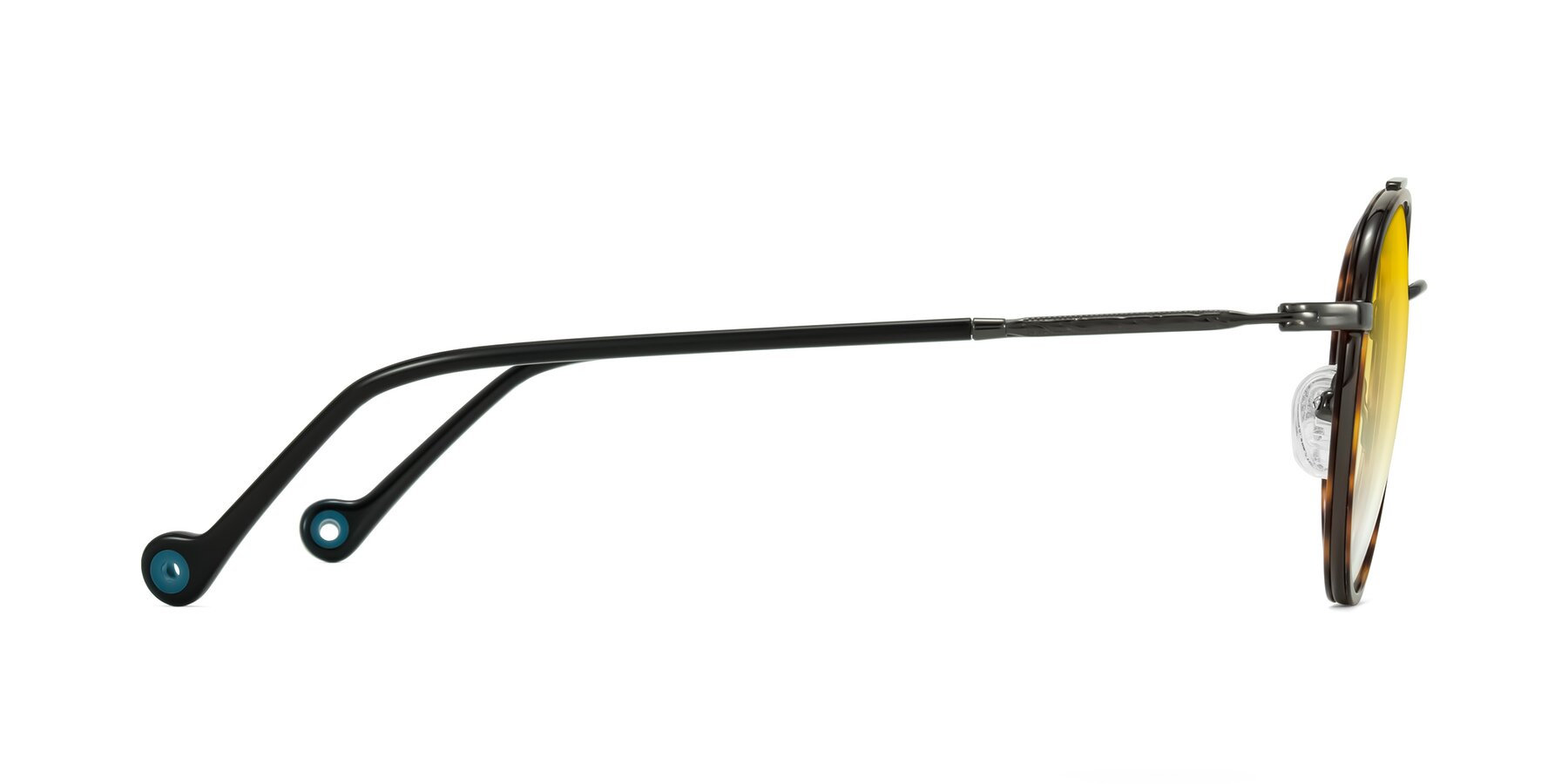 Side of Biko in Tortoise/Gunmetal with Yellow Gradient Lenses