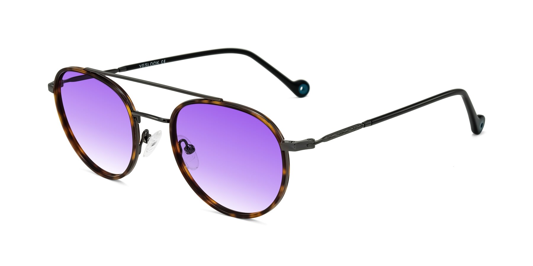Angle of Biko in Tortoise/Gunmetal with Purple Gradient Lenses