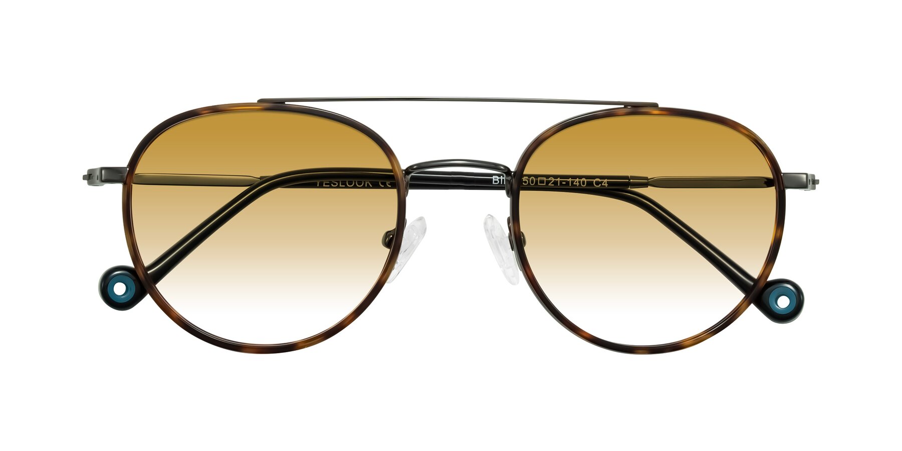 Folded Front of Biko in Tortoise/Gunmetal with Champagne Gradient Lenses