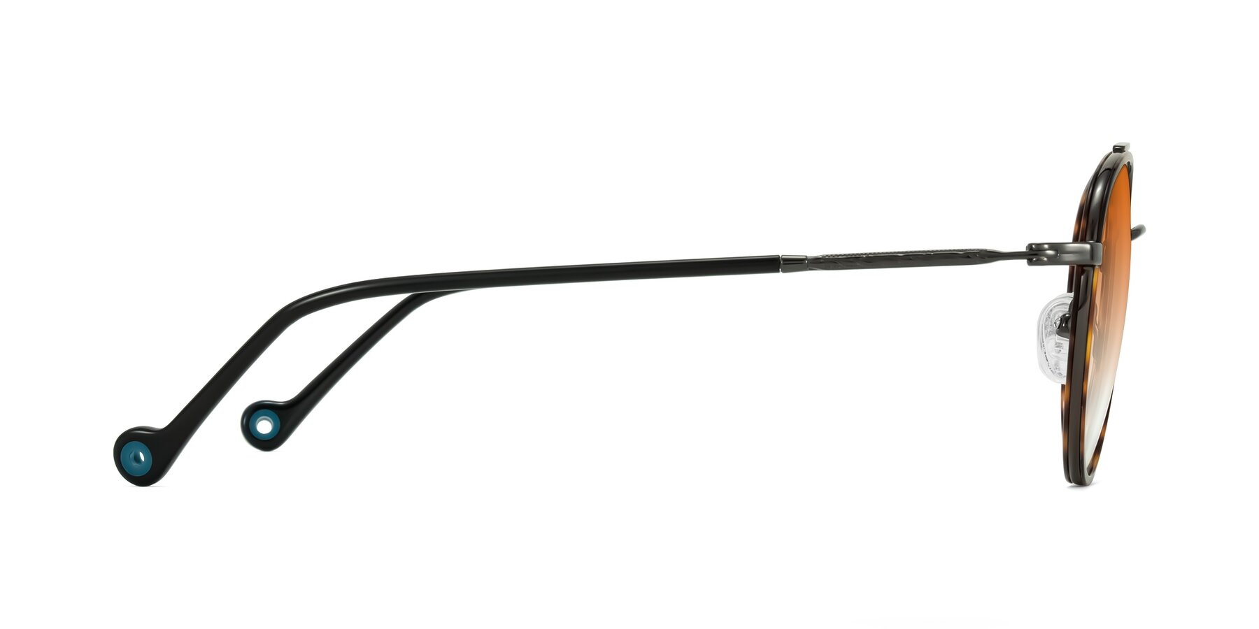 Side of Biko in Tortoise/Gunmetal with Orange Gradient Lenses