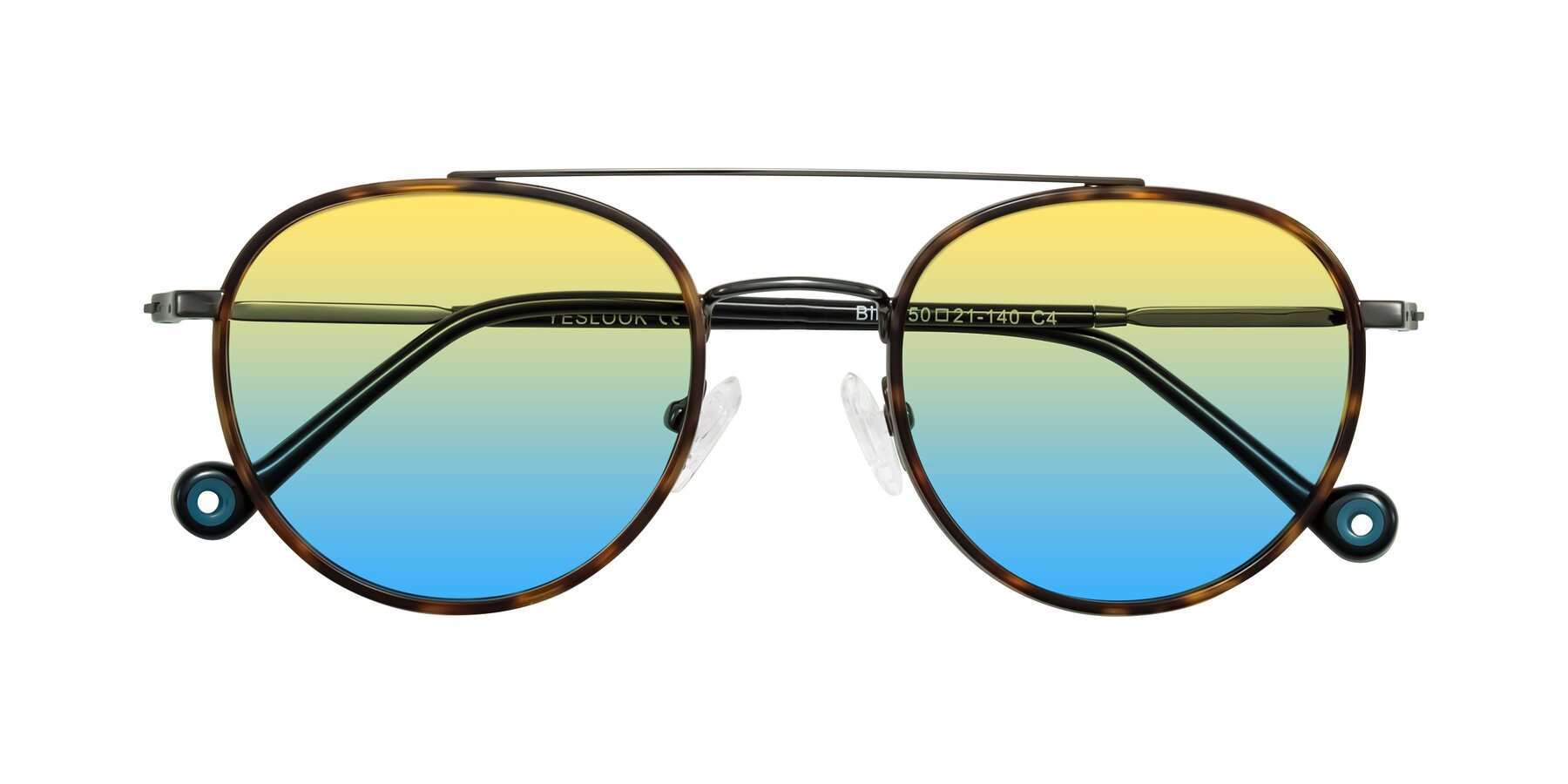 Folded Front of Biko in Tortoise/Gunmetal with Yellow / Blue Gradient Lenses