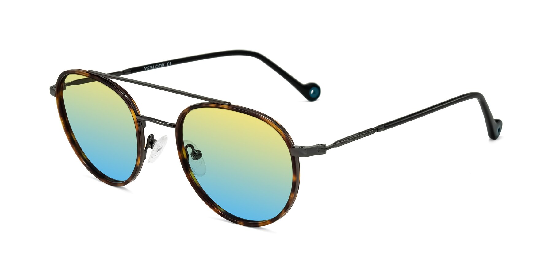 Angle of Biko in Tortoise/Gunmetal with Yellow / Blue Gradient Lenses