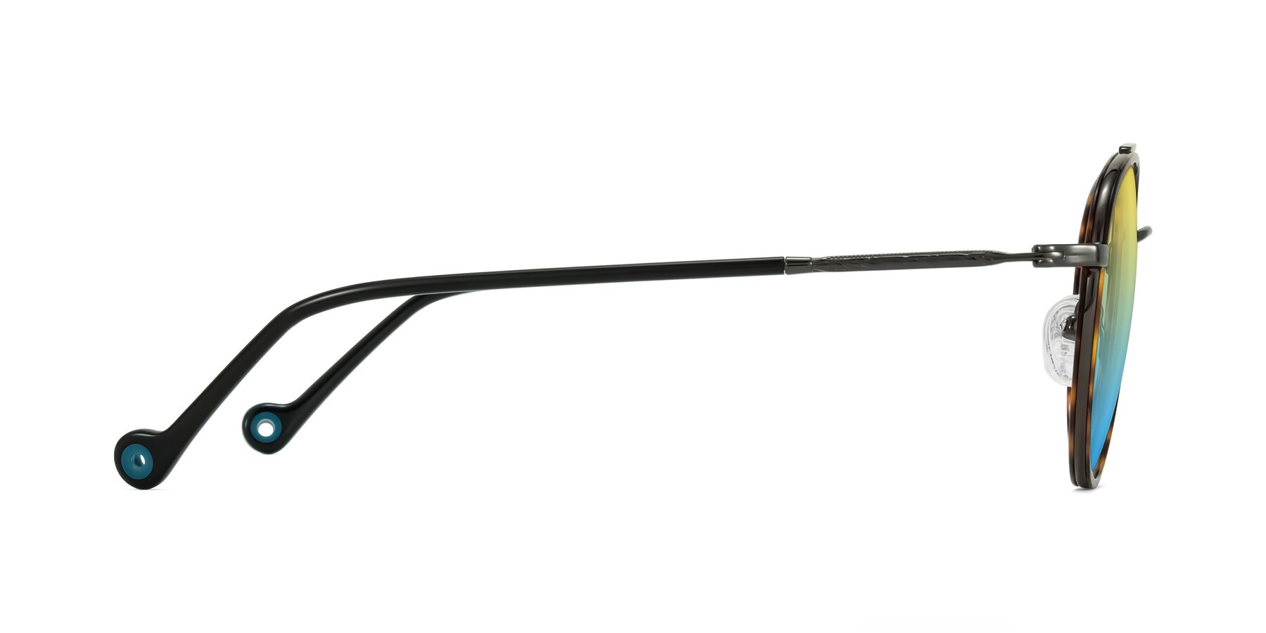 Side of Biko in Tortoise/Gunmetal with Yellow / Blue Gradient Lenses