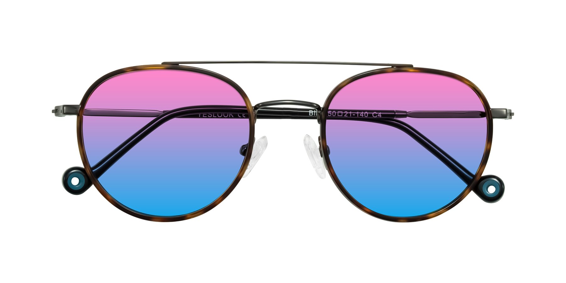 Folded Front of Biko in Tortoise/Gunmetal with Pink / Blue Gradient Lenses