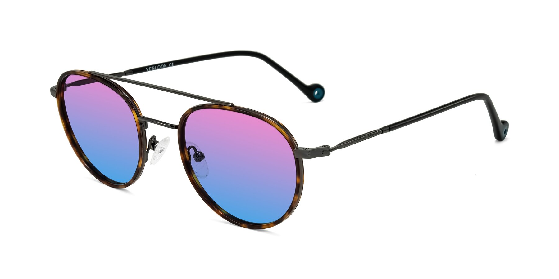 Angle of Biko in Tortoise/Gunmetal with Pink / Blue Gradient Lenses