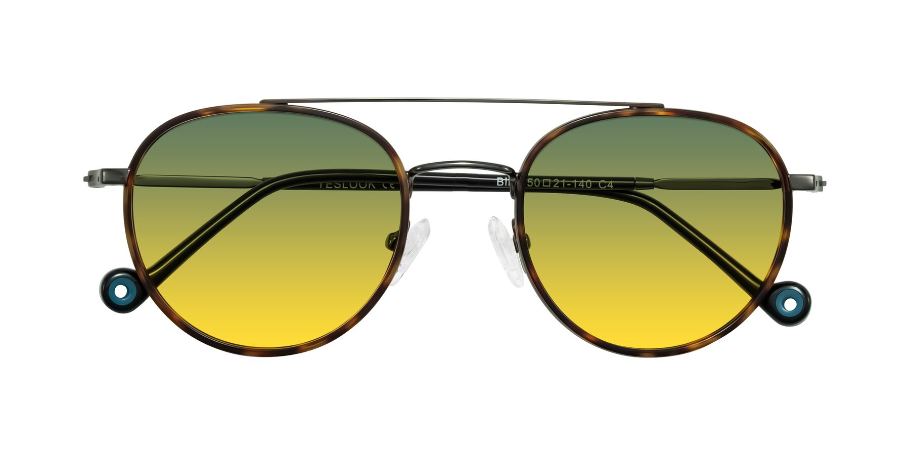 Folded Front of Biko in Tortoise/Gunmetal with Green / Yellow Gradient Lenses