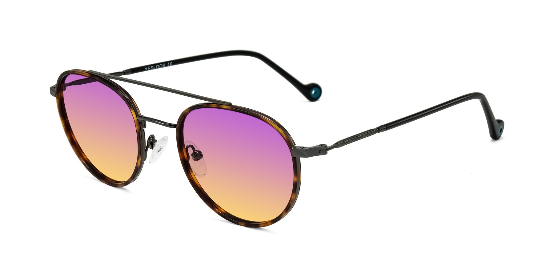 Angle of Biko in Tortoise/Gunmetal with Purple / Yellow Gradient Lenses