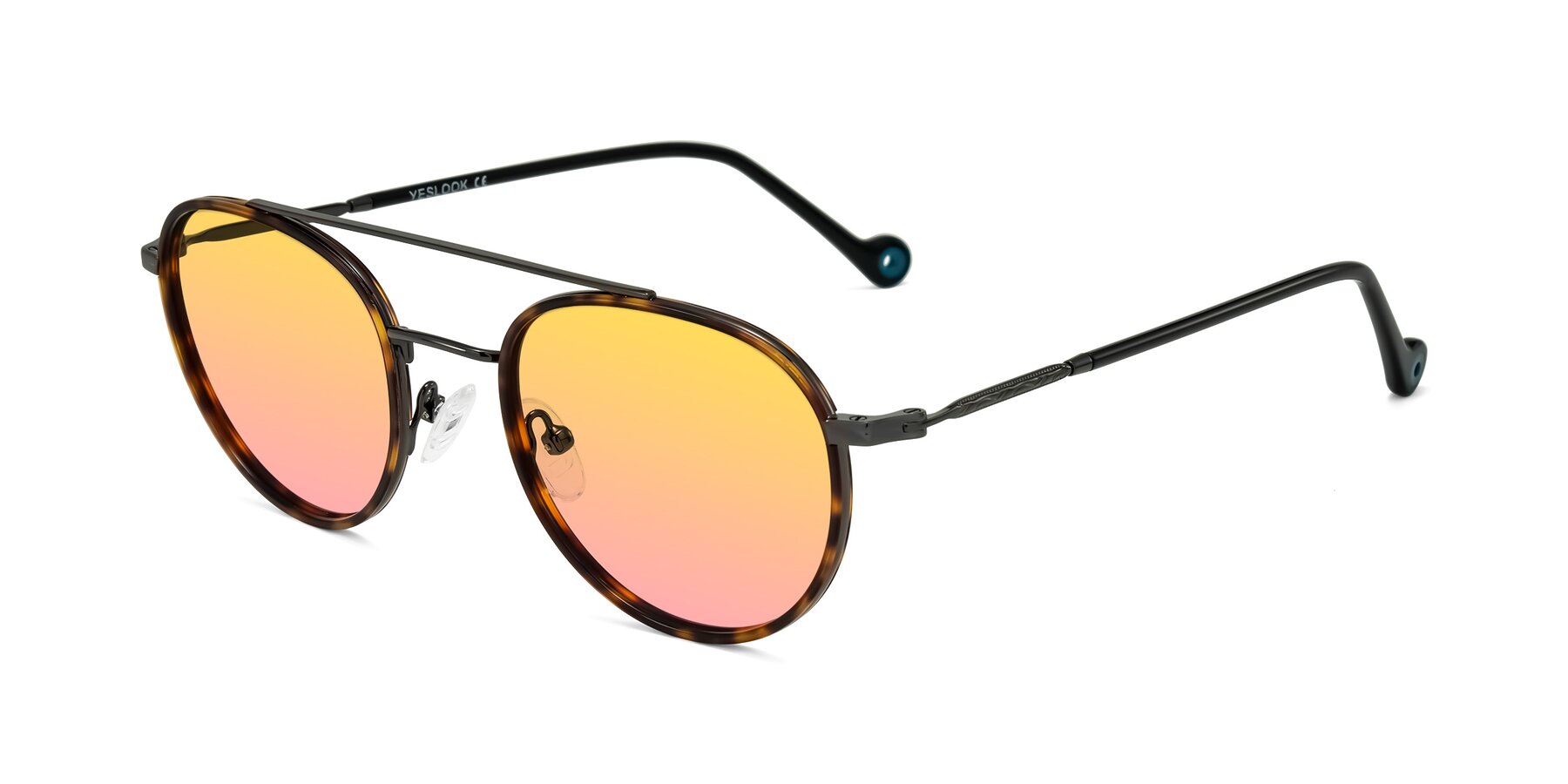 Angle of Biko in Tortoise/Gunmetal with Yellow / Pink Gradient Lenses