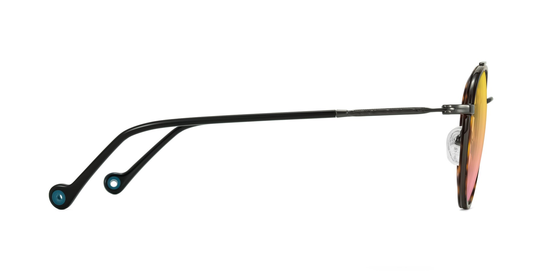 Side of Biko in Tortoise/Gunmetal with Yellow / Pink Gradient Lenses