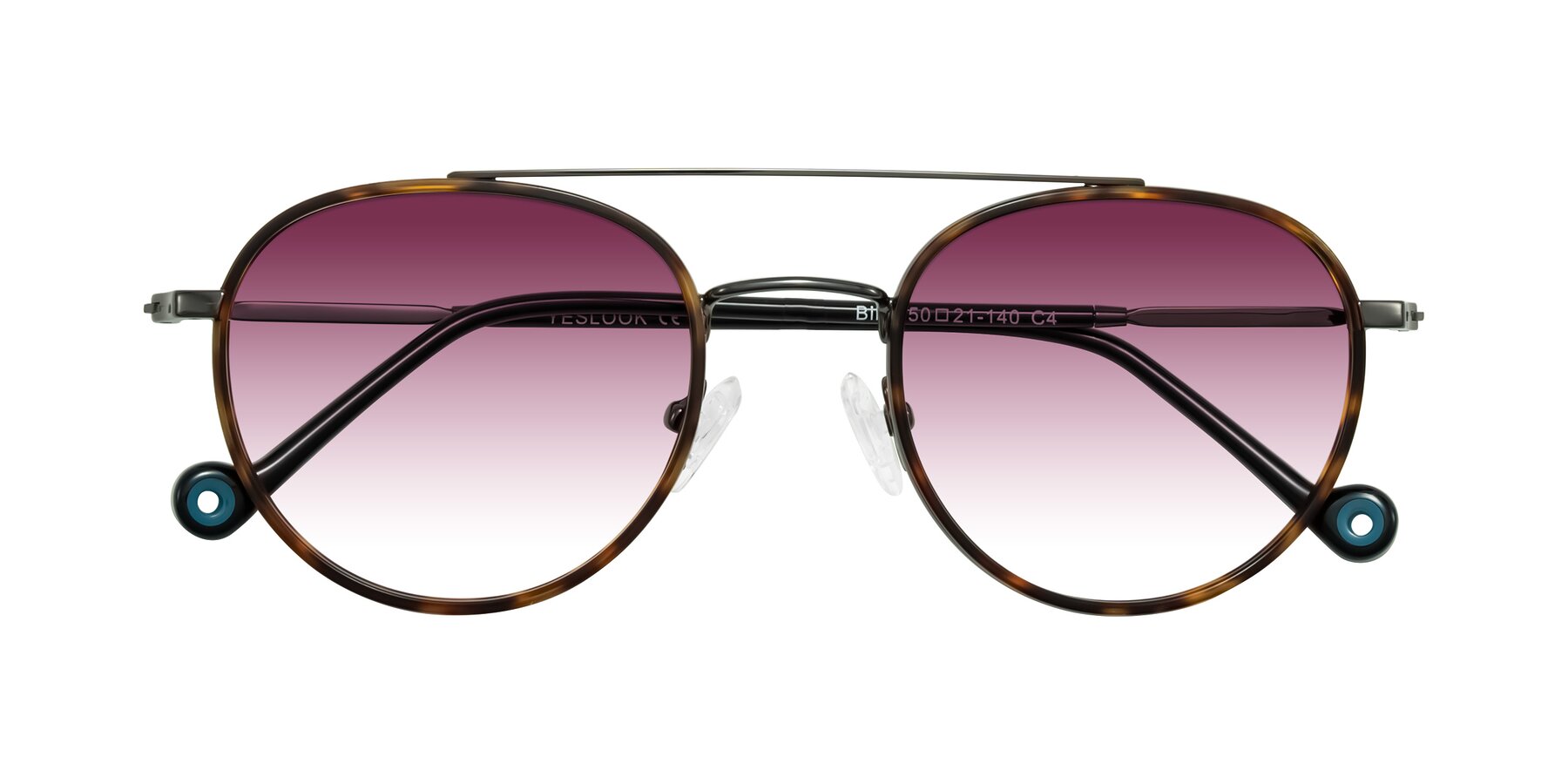 Folded Front of Biko in Tortoise/Gunmetal with Wine Gradient Lenses