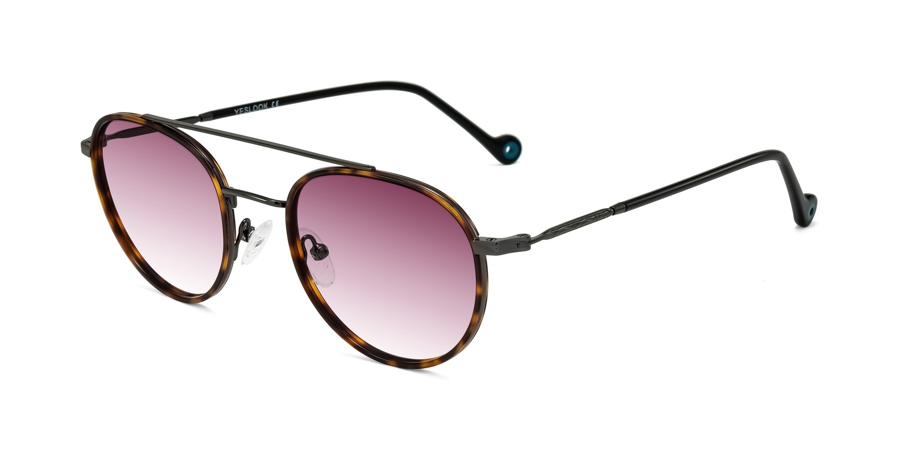 Angle of Biko in Tortoise/Gunmetal with Wine Gradient Lenses