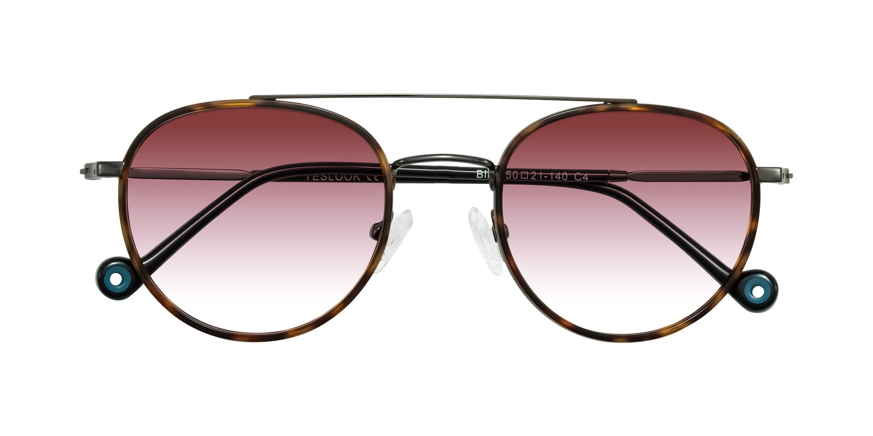 Folded Front of Biko in Tortoise/Gunmetal with Garnet Gradient Lenses