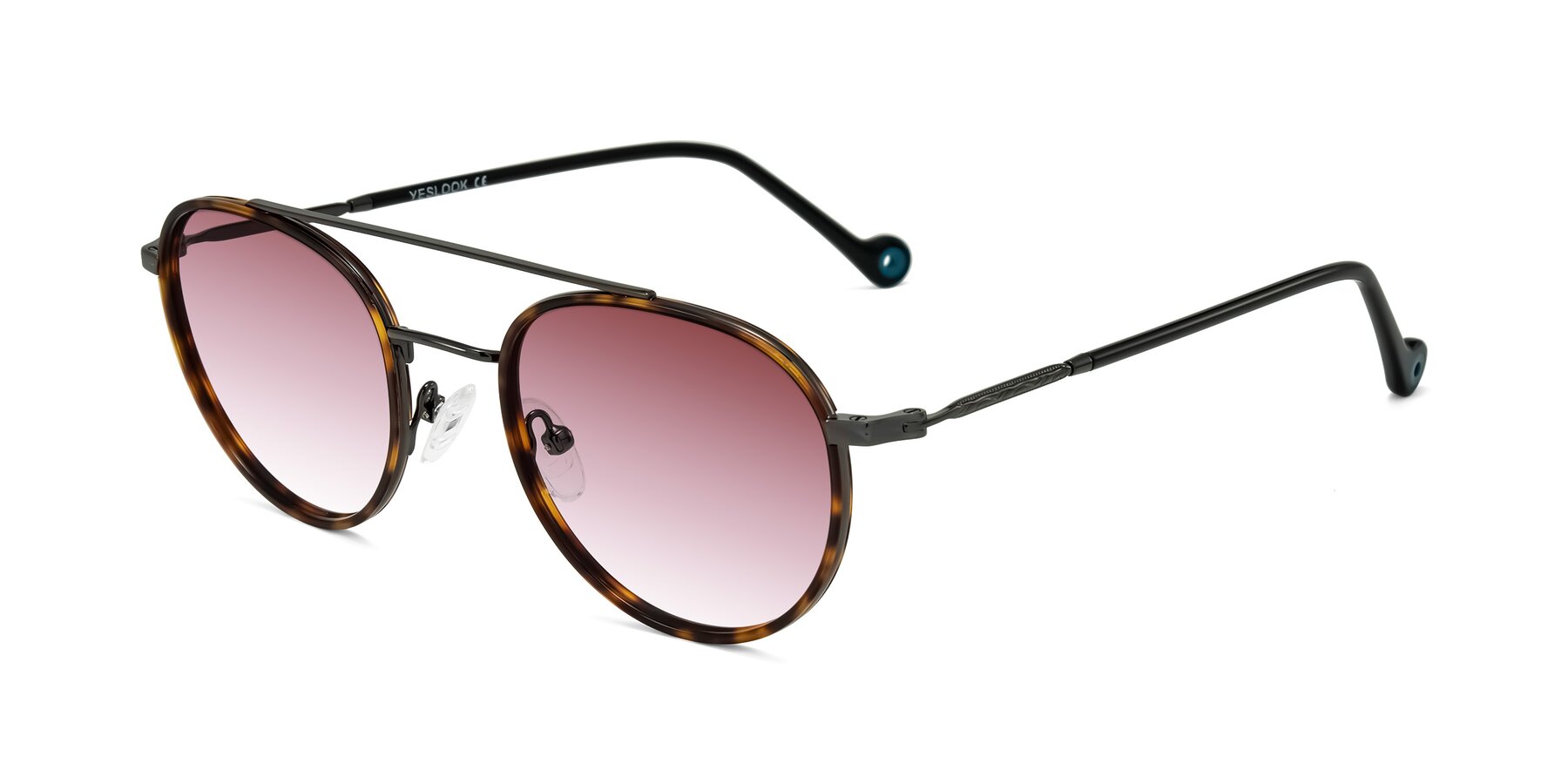 Angle of Biko in Tortoise/Gunmetal with Garnet Gradient Lenses
