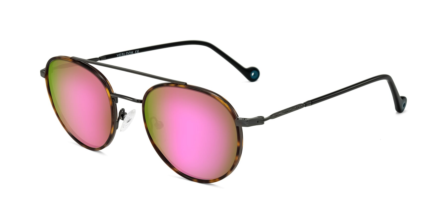 Angle of Biko in Tortoise/Gunmetal with Pink Mirrored Lenses