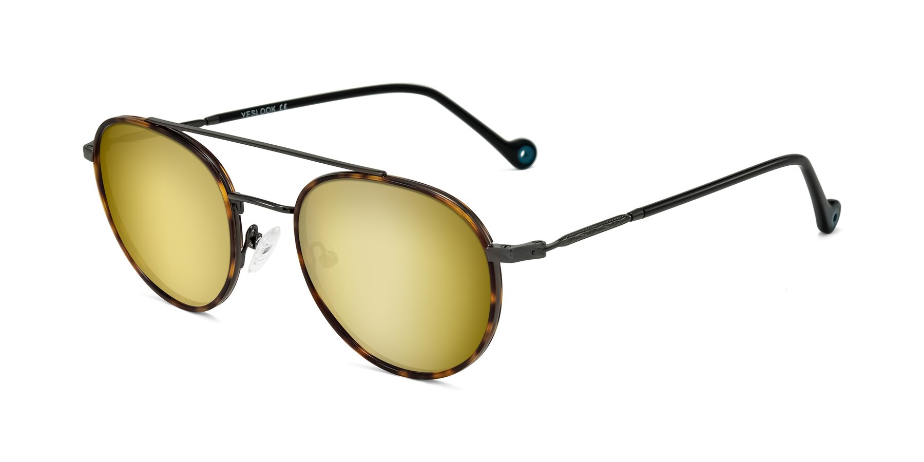 Angle of Biko in Tortoise/Gunmetal with Gold Mirrored Lenses