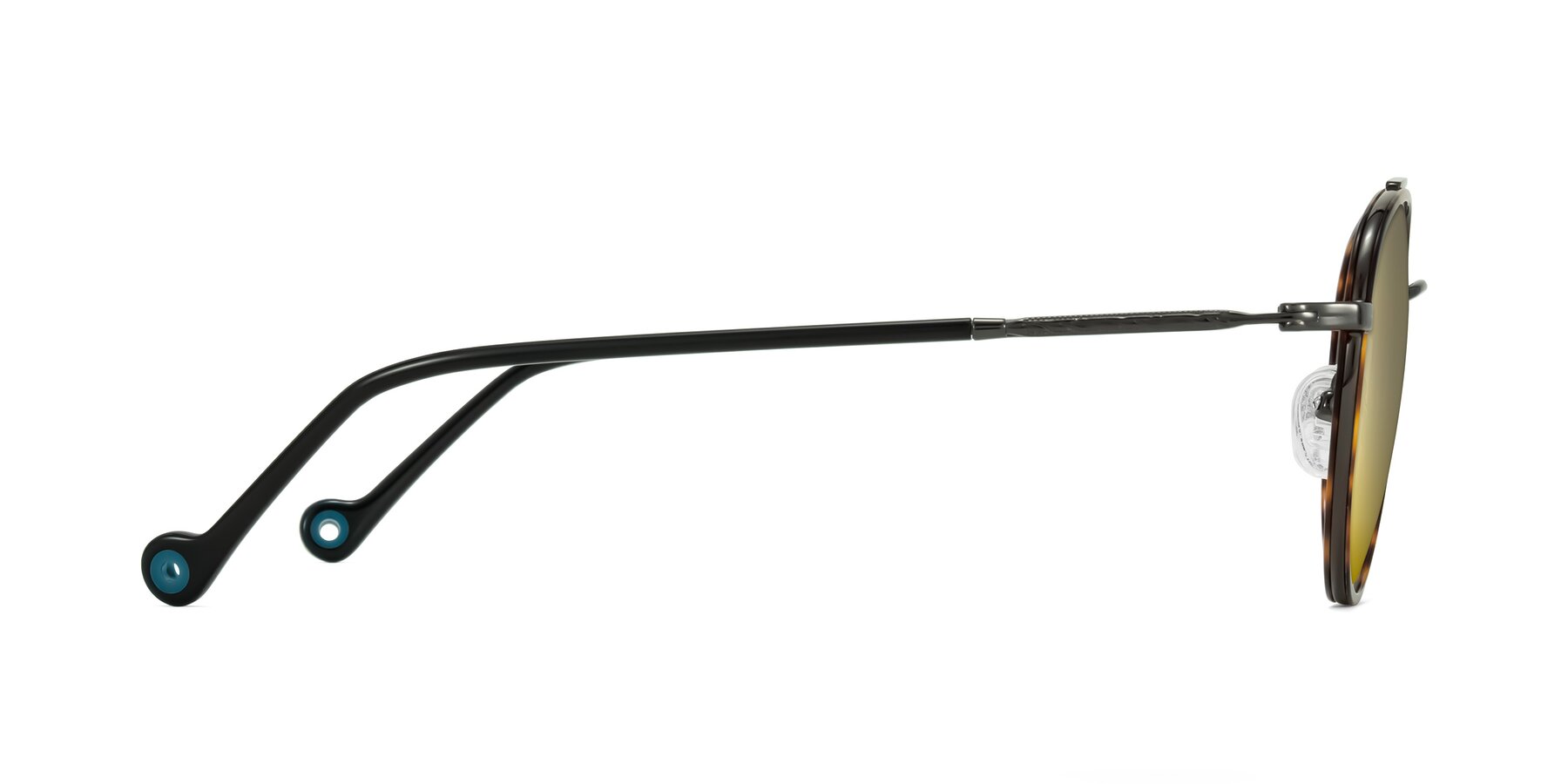 Side of Biko in Tortoise/Gunmetal with Gold Mirrored Lenses