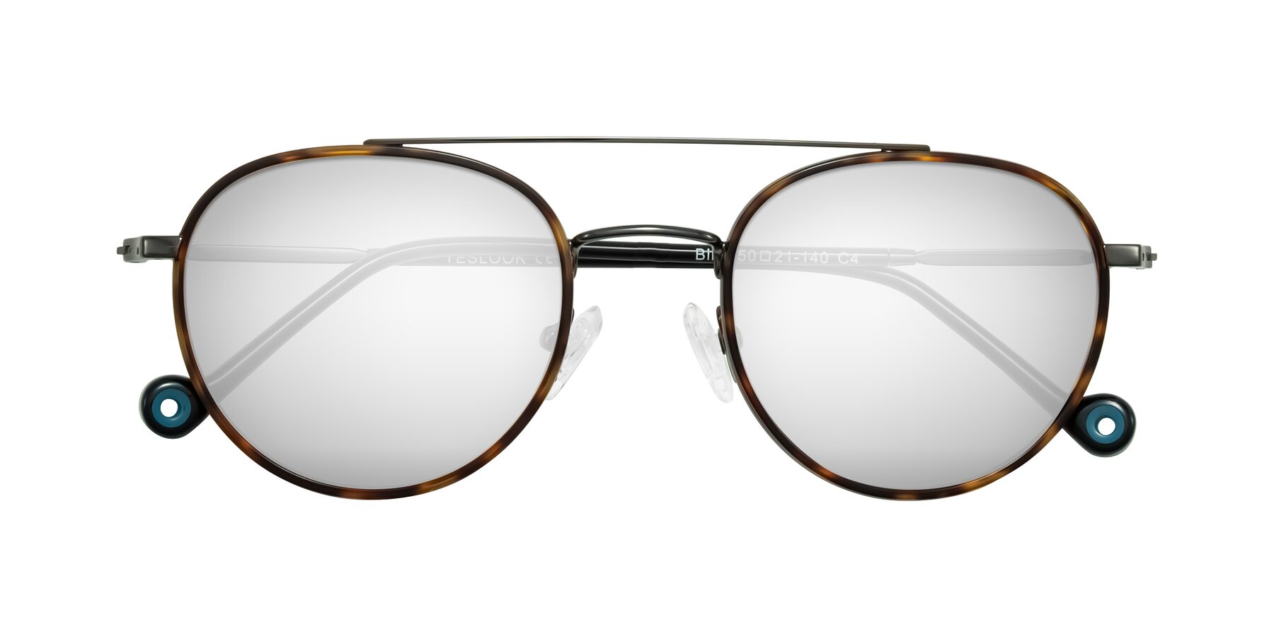 Folded Front of Biko in Tortoise/Gunmetal with Silver Mirrored Lenses