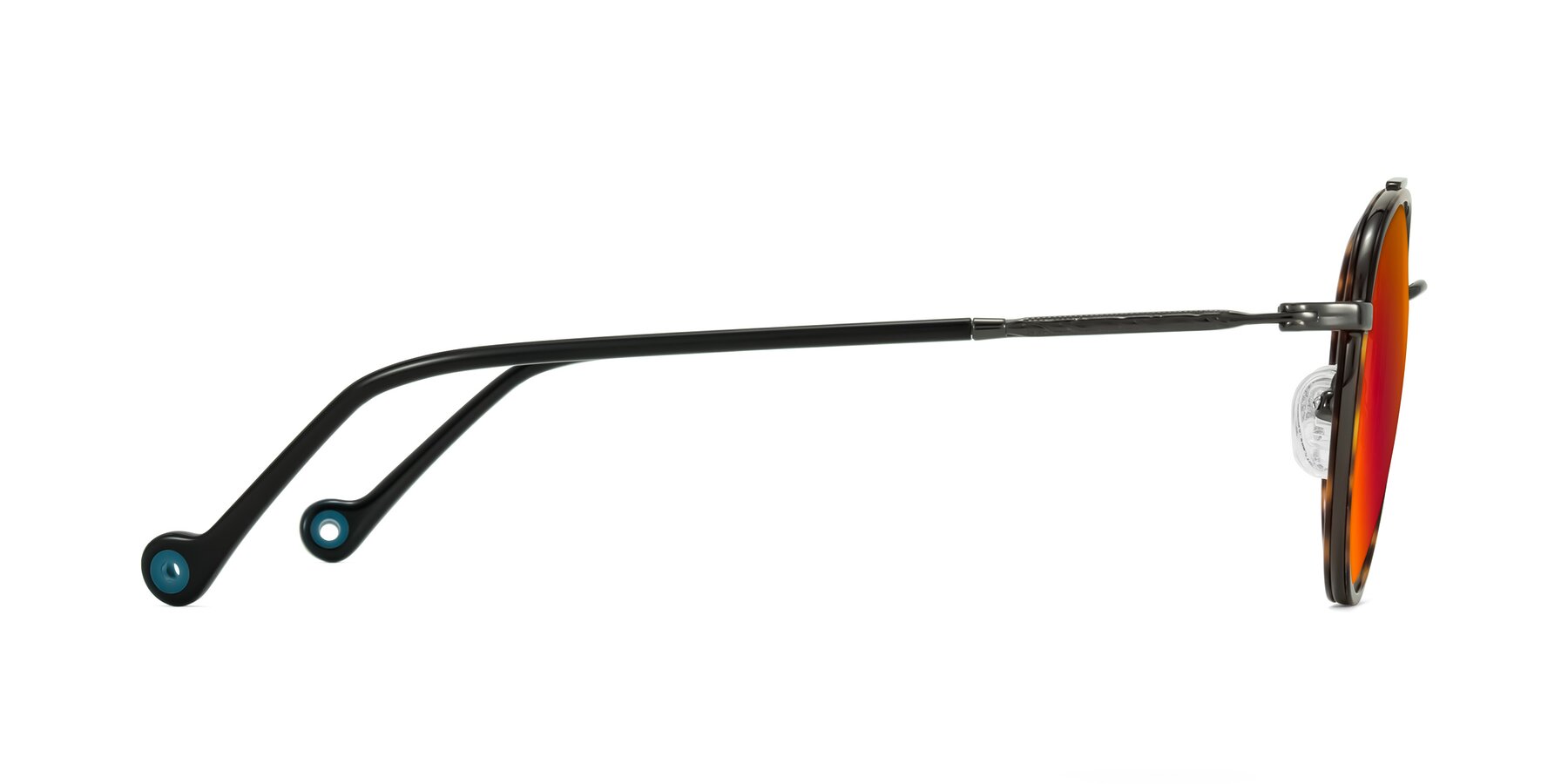 Side of Biko in Tortoise/Gunmetal with Red Gold Mirrored Lenses