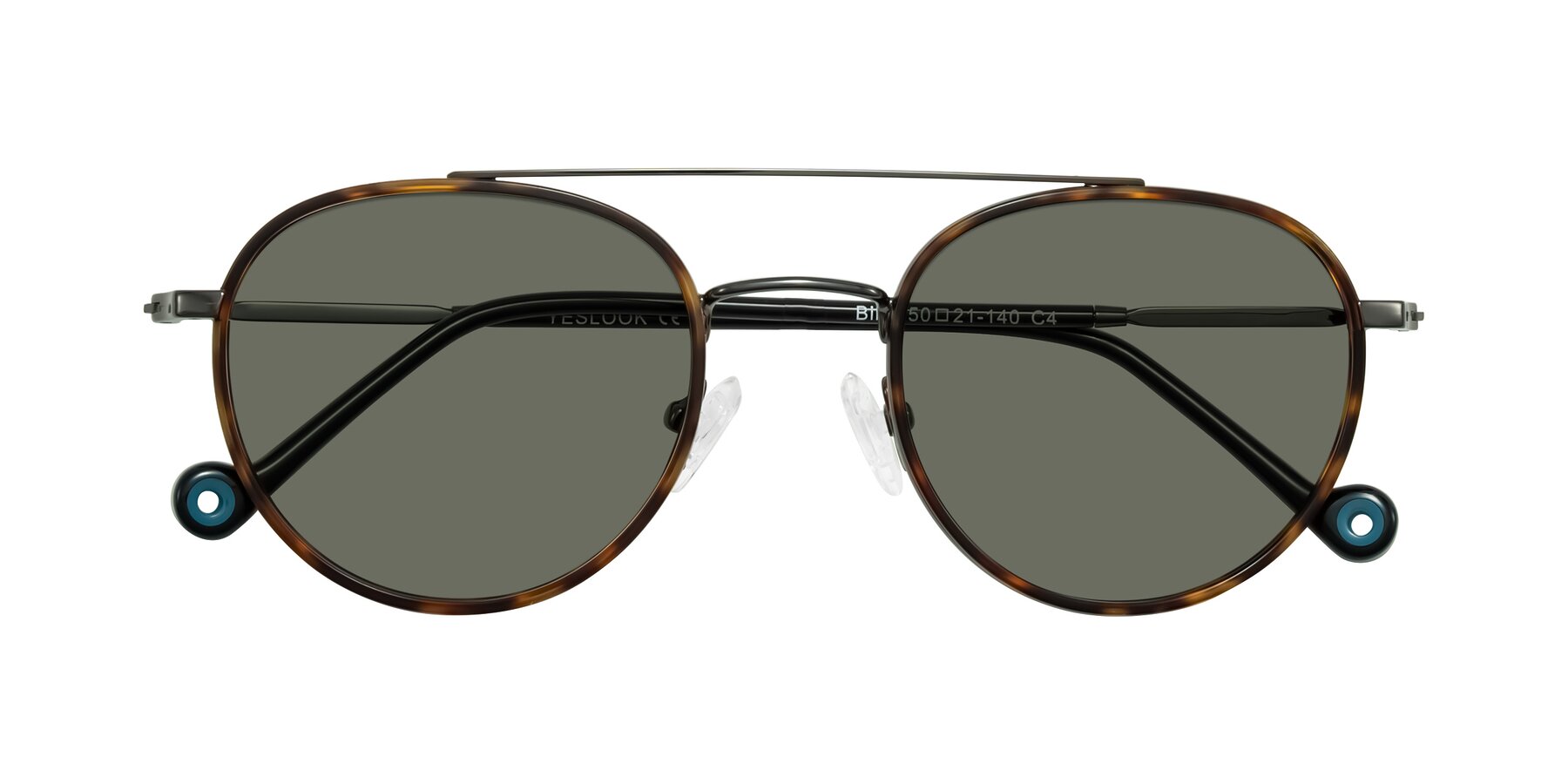 Folded Front of Biko in Tortoise/Gunmetal with Gray Polarized Lenses