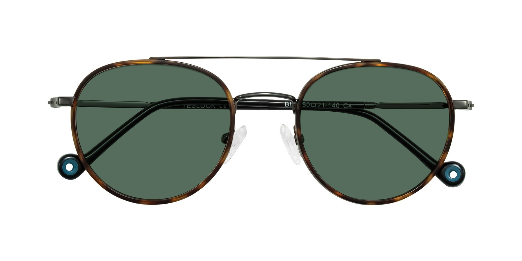Folded Front of Biko in Tortoise/Gunmetal with Green Polarized Lenses