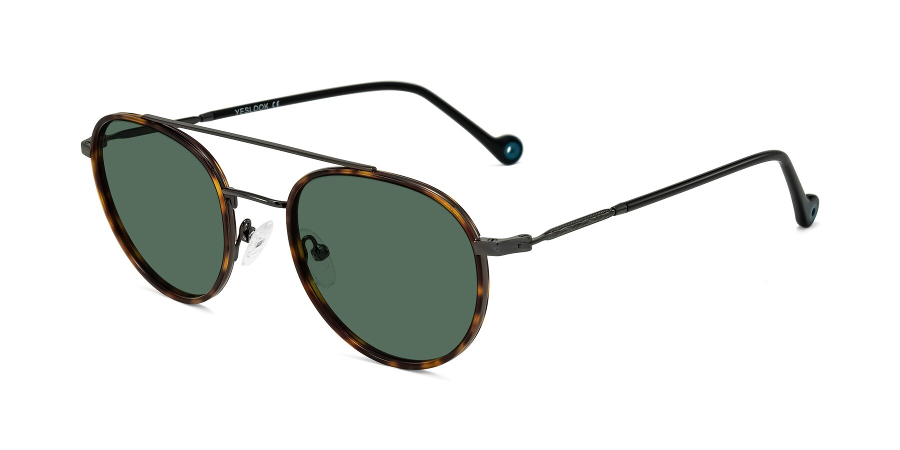 Angle of Biko in Tortoise/Gunmetal with Green Polarized Lenses