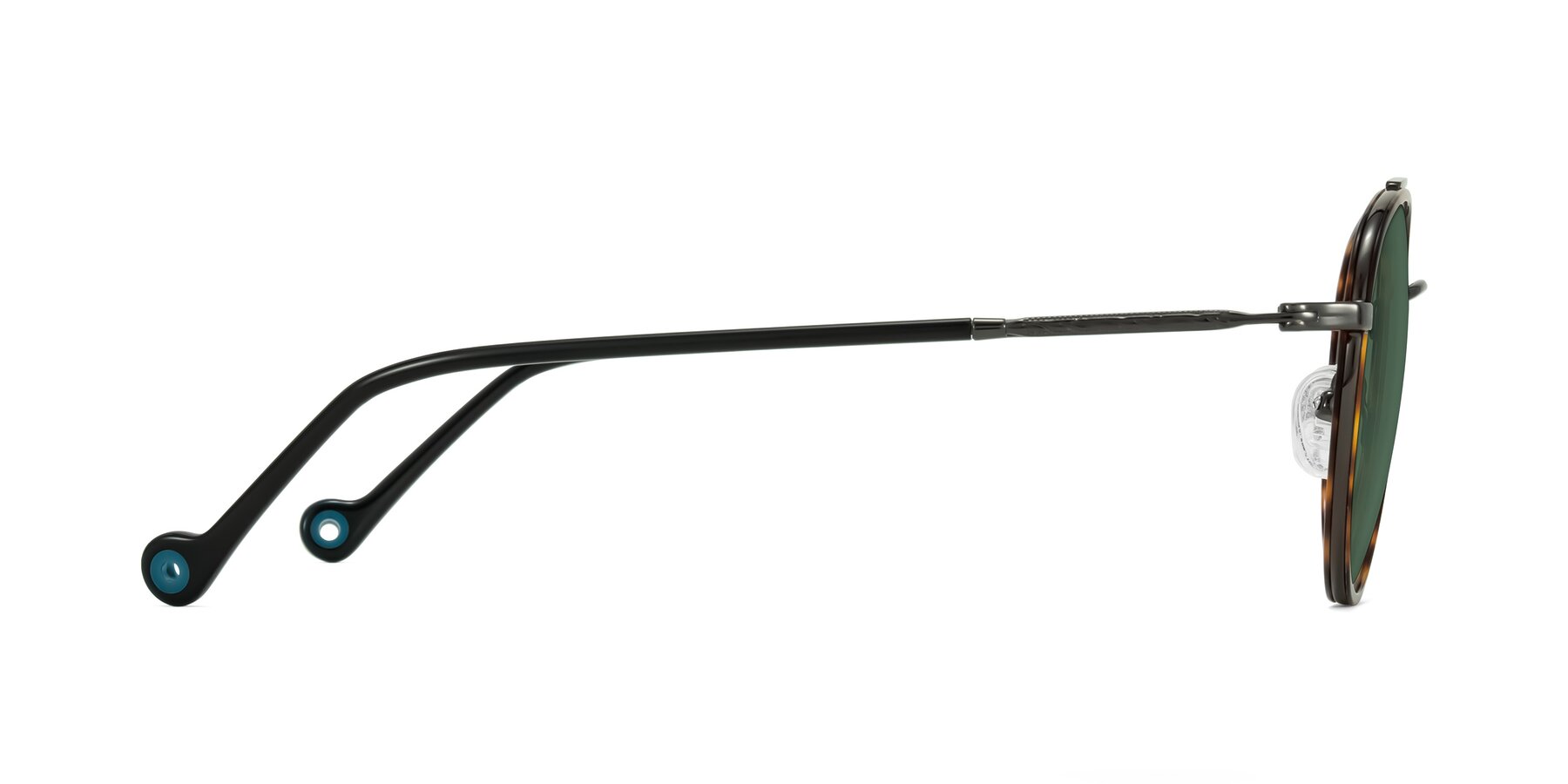 Side of Biko in Tortoise/Gunmetal with Green Polarized Lenses