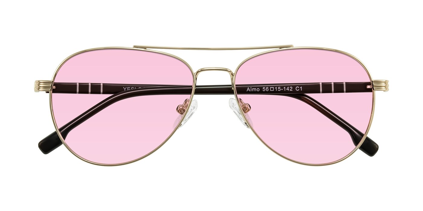 Aimo - Gold/Dark Brown Tinted Sunglasses