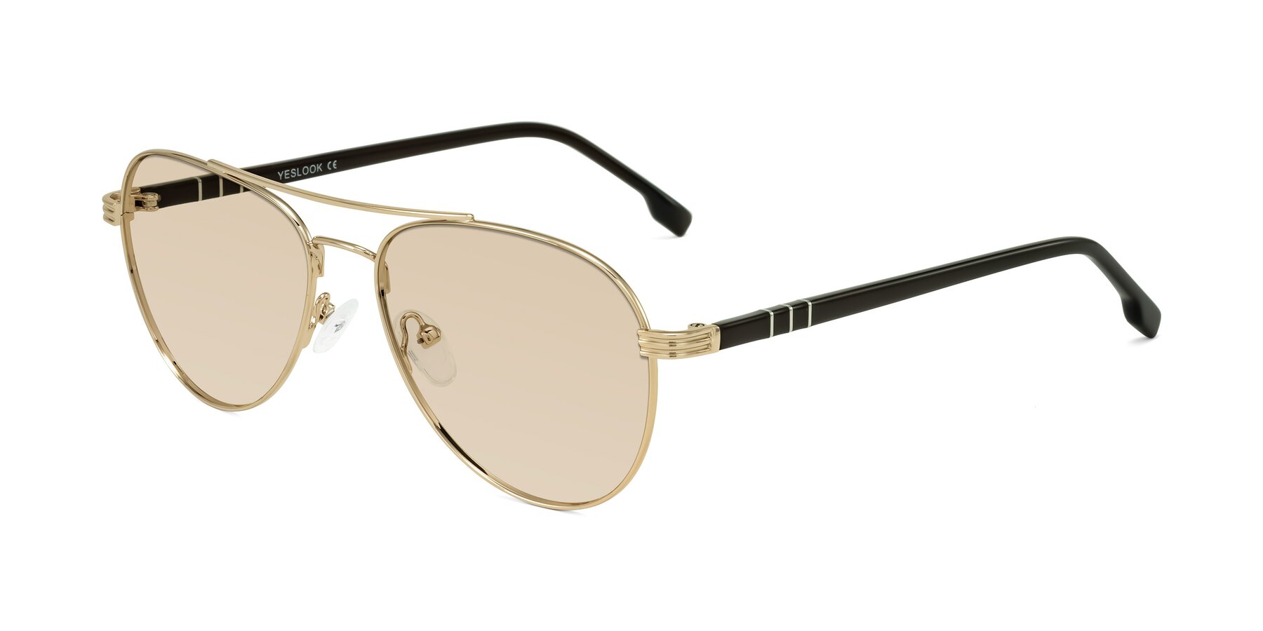 Angle of Aimo in Gold/Dark Brown with Light Brown Tinted Lenses