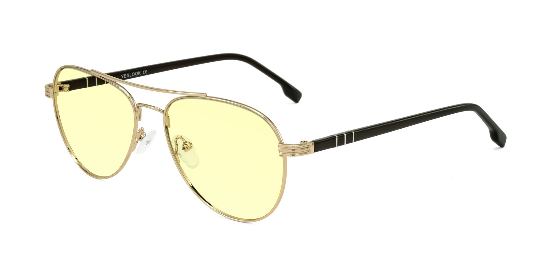 Angle of Aimo in Gold/Dark Brown with Light Yellow Tinted Lenses