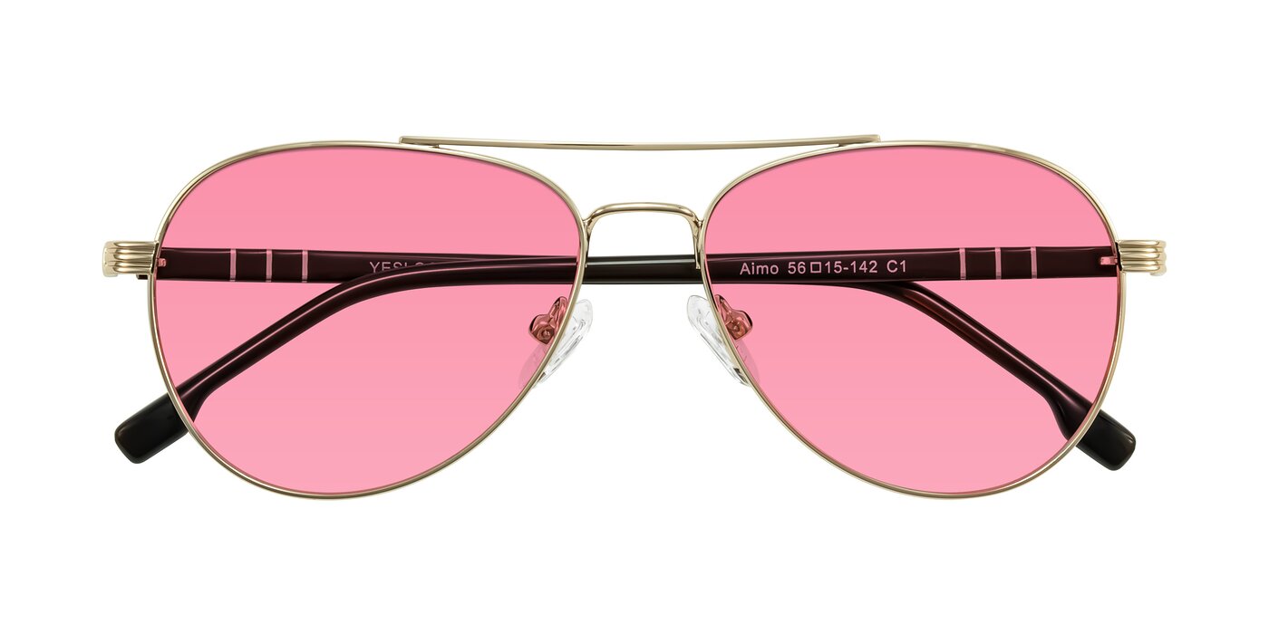 Aimo - Gold/Dark Brown Tinted Sunglasses