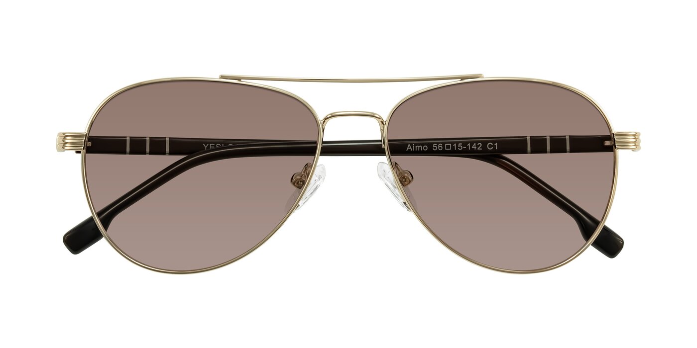 Aimo - Gold/Dark Brown Tinted Sunglasses