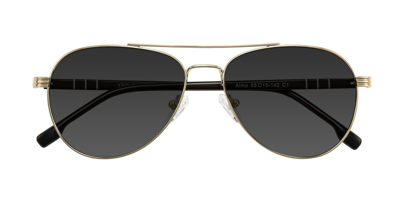 Aimo - Gold/Dark Brown Tinted Sunglasses