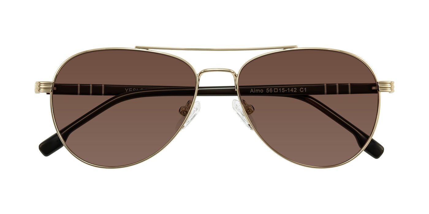 Aimo - Gold/Dark Brown Tinted Sunglasses