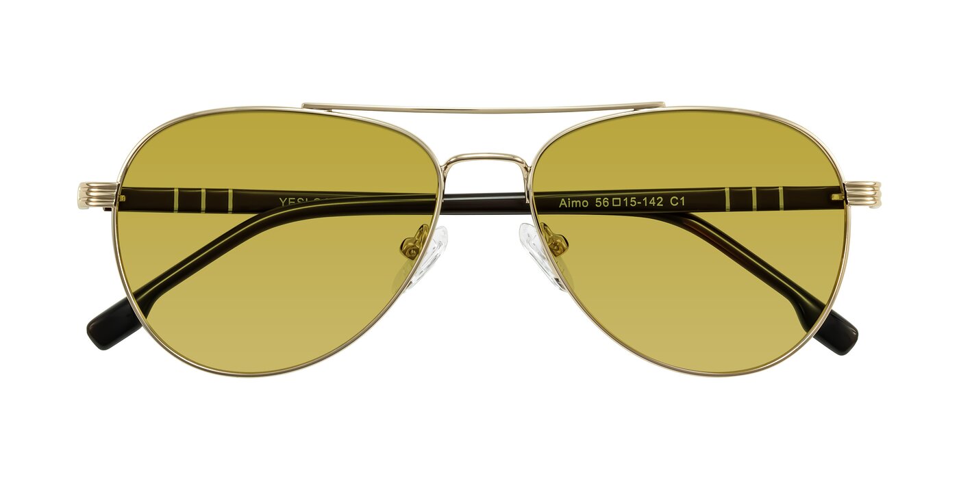 Aimo - Gold/Dark Brown Tinted Sunglasses