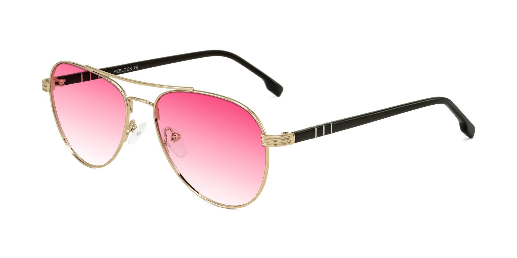 Angle of Aimo in Gold/Dark Brown with Pink Gradient Lenses
