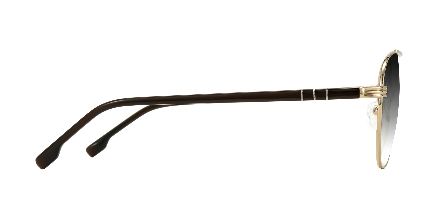 Side of Aimo in Gold/Dark Brown with Gray Gradient Lenses