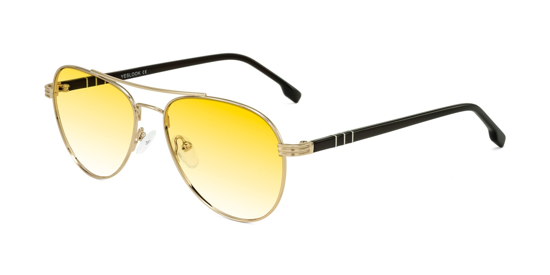 Angle of Aimo in Gold/Dark Brown with Yellow Gradient Lenses