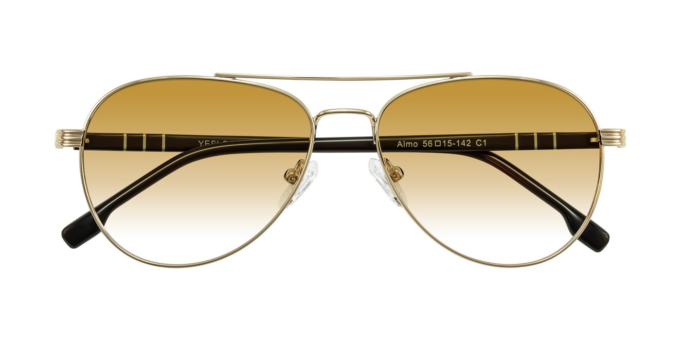 Aimo - Gold/Dark Brown Gradient Sunglasses